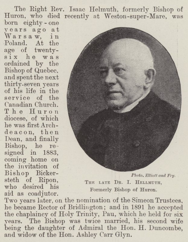 Der verstorbene Dr. I. Hellmuth, ehemaliger Bischof von Huron von English Photographer