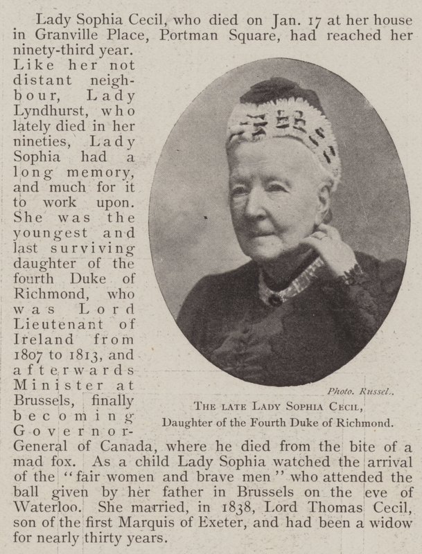 Die verstorbene Lady Sophia Cecil, Tochter des vierten Herzogs von Richmond von English Photographer