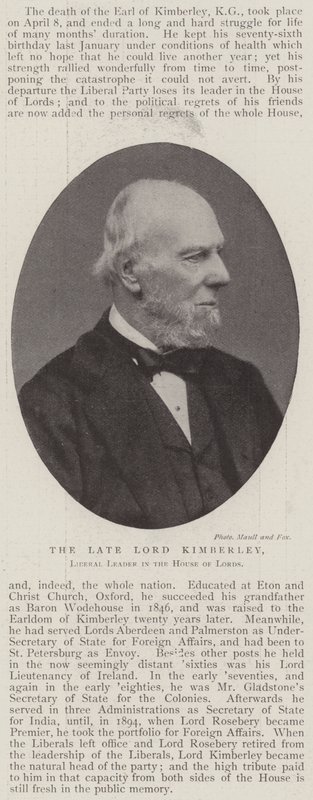 Der verstorbene Lord Kimberley, Führer der Liberalen im Oberhaus von English Photographer
