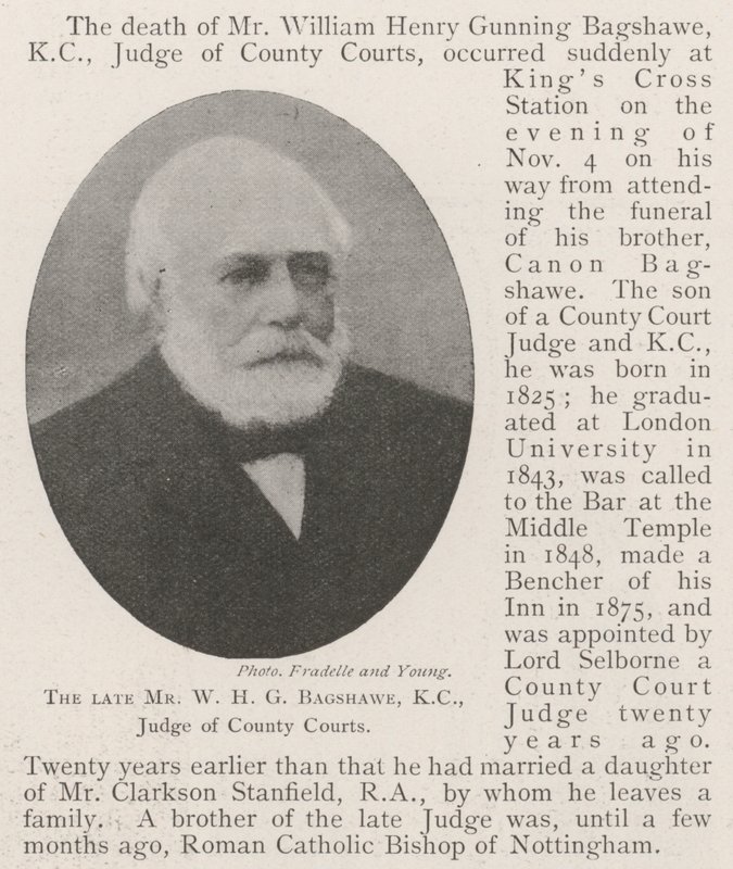 Der verstorbene Mr. W. H. G. Bagshawe, KC, Richter der County Courts von English Photographer