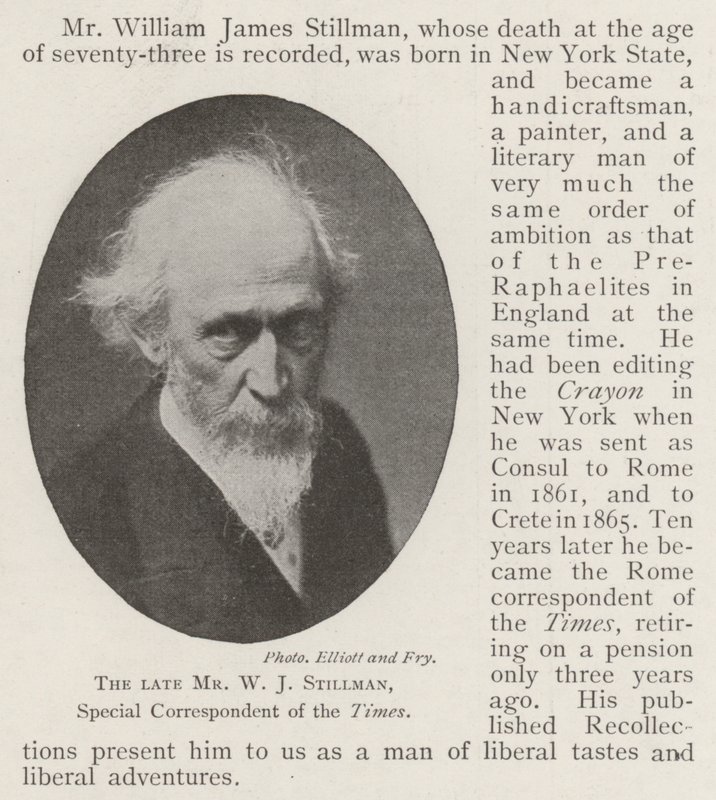 Der verstorbene Mr. W. J. Stillman, Sonderkorrespondent der Times von English Photographer
