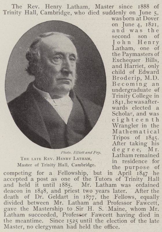 Der verstorbene Reverend Henry Latham, Master of Trinity Hall, Cambridge von English Photographer