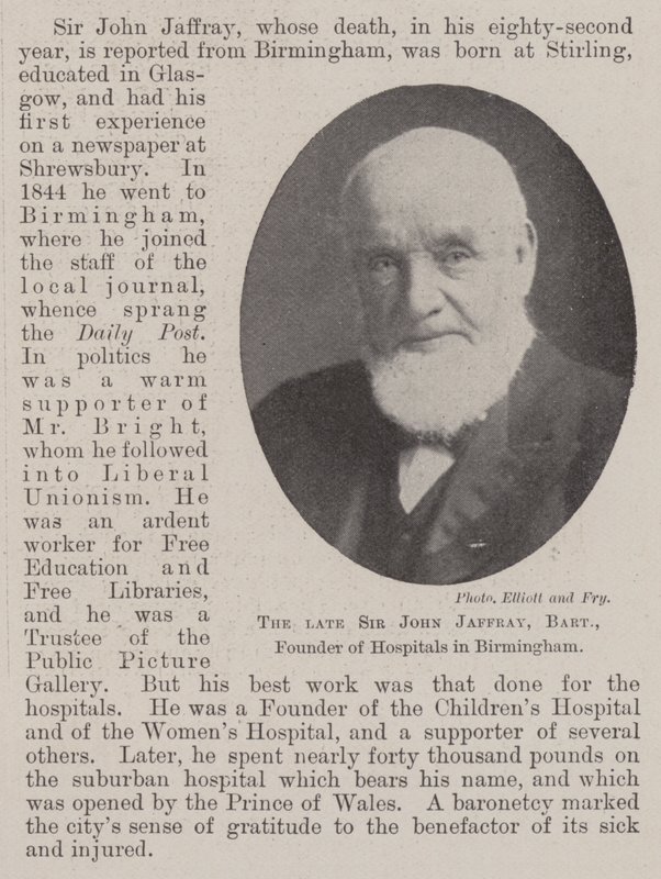 Der verstorbene Sir John Jaffray, Baronet, Gründer von Krankenhäusern in Birmingham von English Photographer