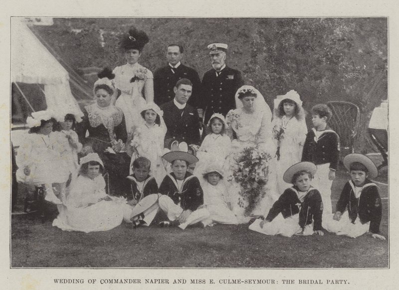 Hochzeit von Kommandant Napier und Miss E. Culme-Seymour, die Hochzeitsgesellschaft von English Photographer