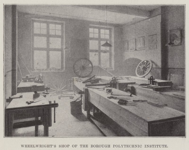Radmacherwerkstatt des Borough Polytechnic Institute von English Photographer