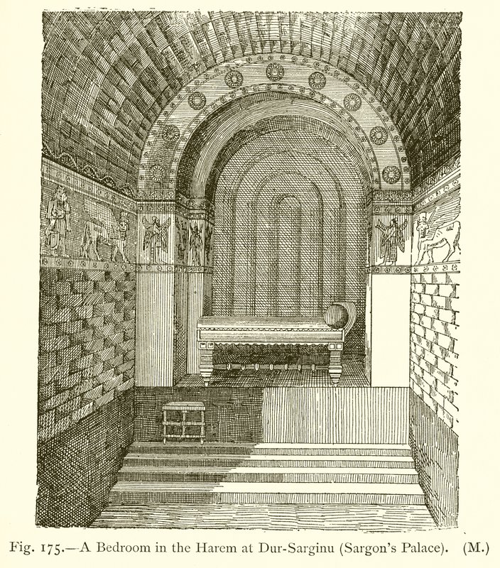 Ein Schlafzimmer im Harem von Dur-Sarginu (Sargons Palast) von English School