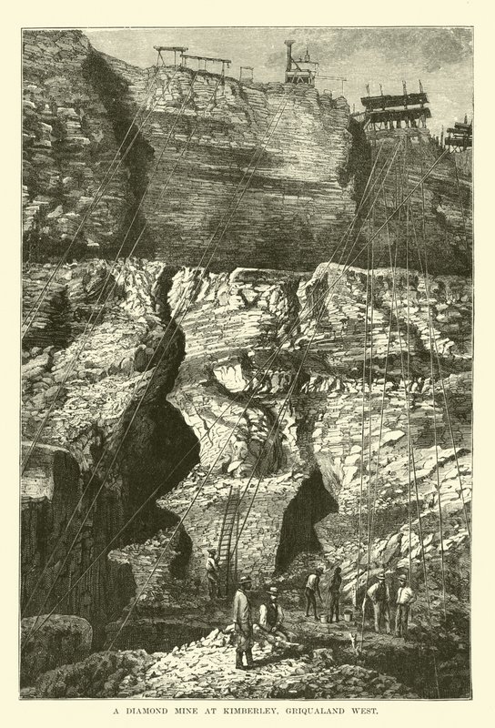 Eine Diamantenmine in Kimberley, Griqualand West von English School