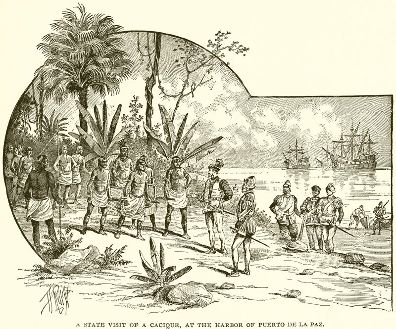 Ein Staatsbesuch eines Kaziken im Hafen von Puerto de la Paz von English School