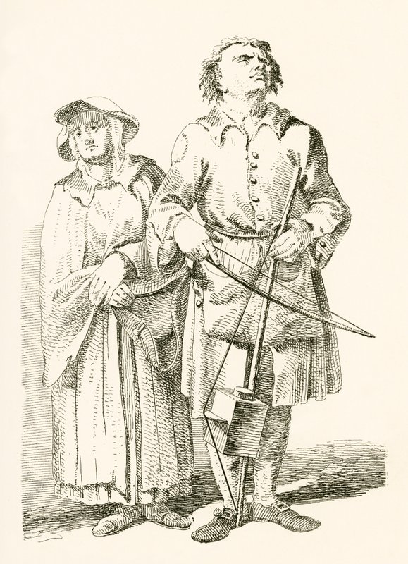 Ein blinder Sänger der alten Balladen von English School