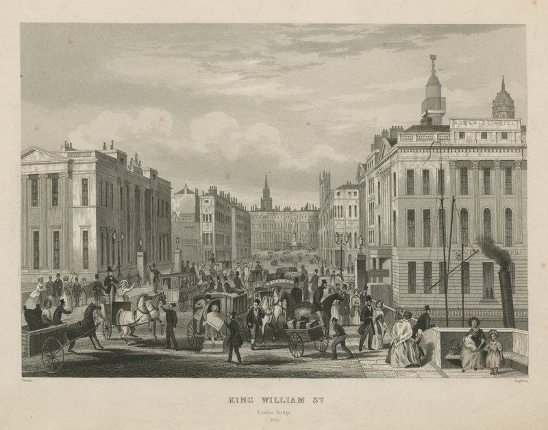 Eine belebte Straßenszene in der King William Street von English School