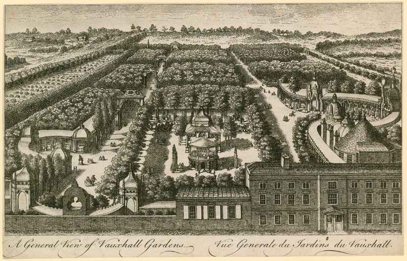 Allgemeine Ansicht der Vauxhall Gardens, London von English School