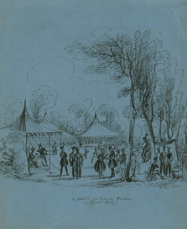 Eine Skizze in Jenkins Gardens, Regents Park, London von English School