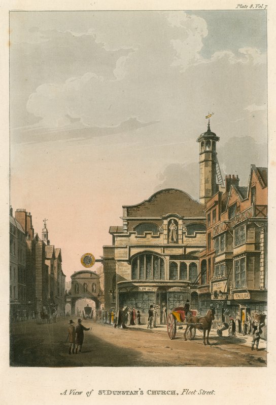 Ansicht der St Dunstans Kirche, Fleet Street, London von English School