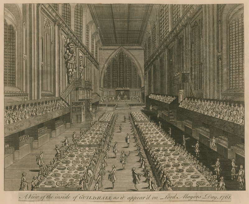 Eine Ansicht der Guildhall, London, wie sie am Lord Mayor