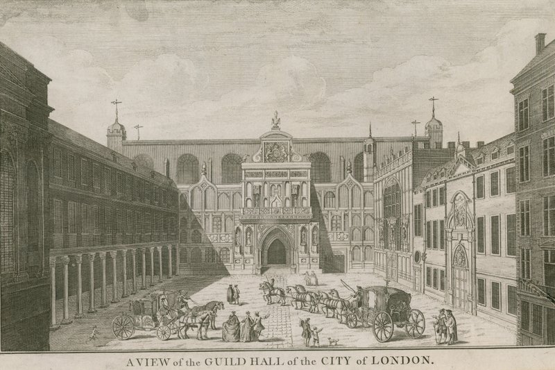 Eine Ansicht der Guildhall der Stadt London von English School