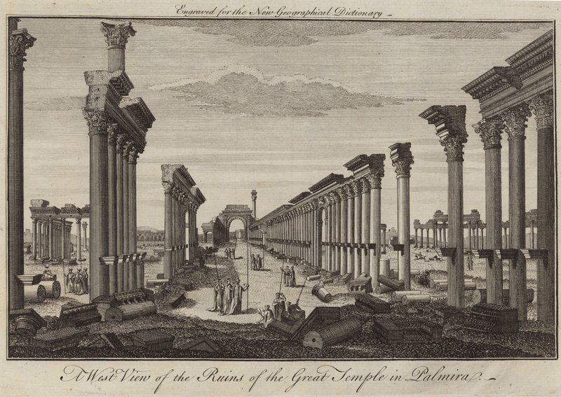 Westansicht der Ruinen des Großen Tempels in Palmira von English School