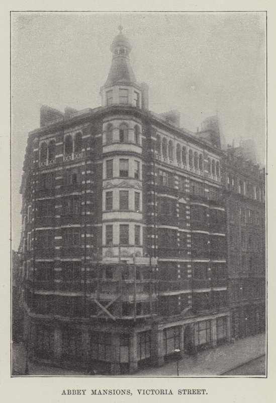 Abbey Mansions, Victoria Street (Gravur) von English School