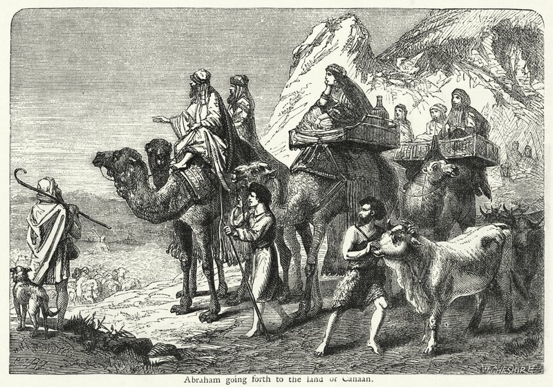 Abraham zieht in das Land Kanaan (Gravur) von English School