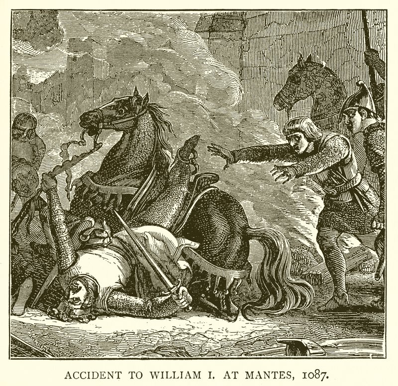 Unfall von Wilhelm I. in Mantes, 1087 von English School