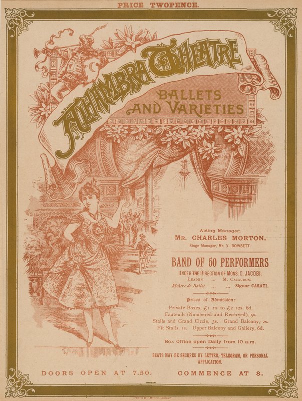 Anzeige für das Alhambra Theatre, Leicester Square, London von English School