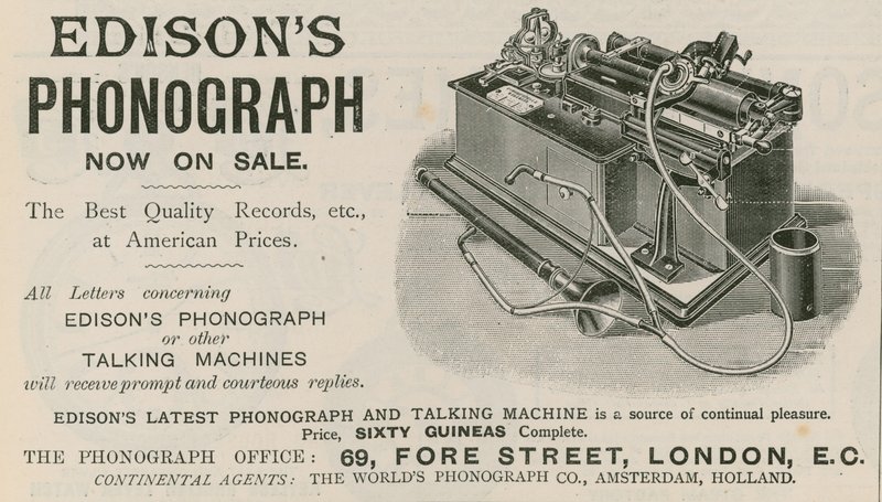 Werbung für Edisons Phonograph von English School