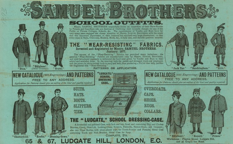 Werbung für Samuel Brothers, Ludgate Hill, London von English School