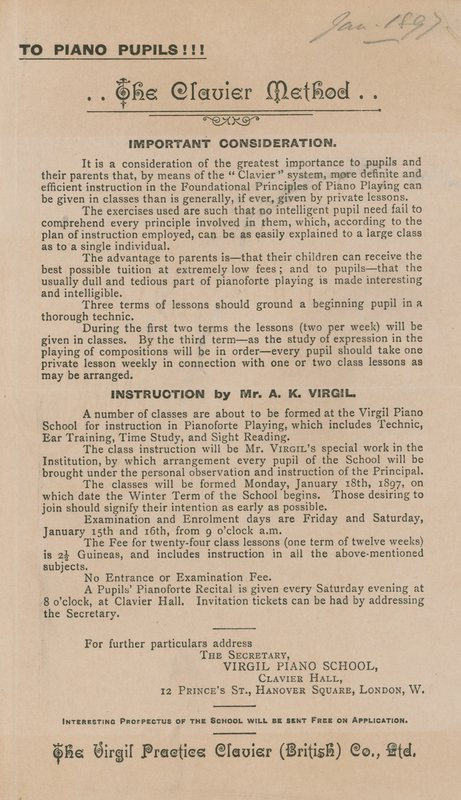 Anzeige für Die Klaviermethode des Klavierlernens von English School