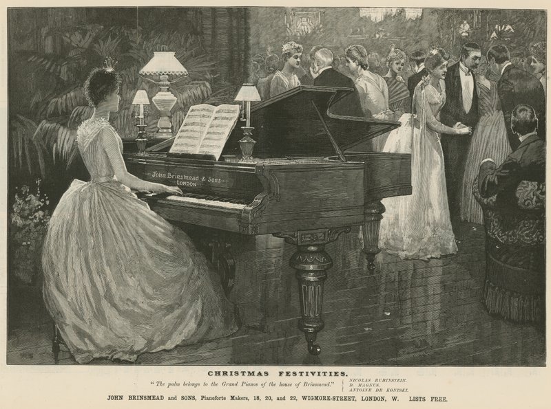 Anzeige für Klavierbauer John Brinsmead und Söhne, Wigmore Street, London von English School