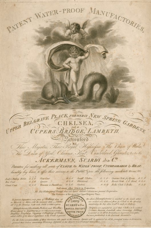 Werbung für Ackermann, Stardy & Co., Patent-Wasserdichte Fabriken von English School