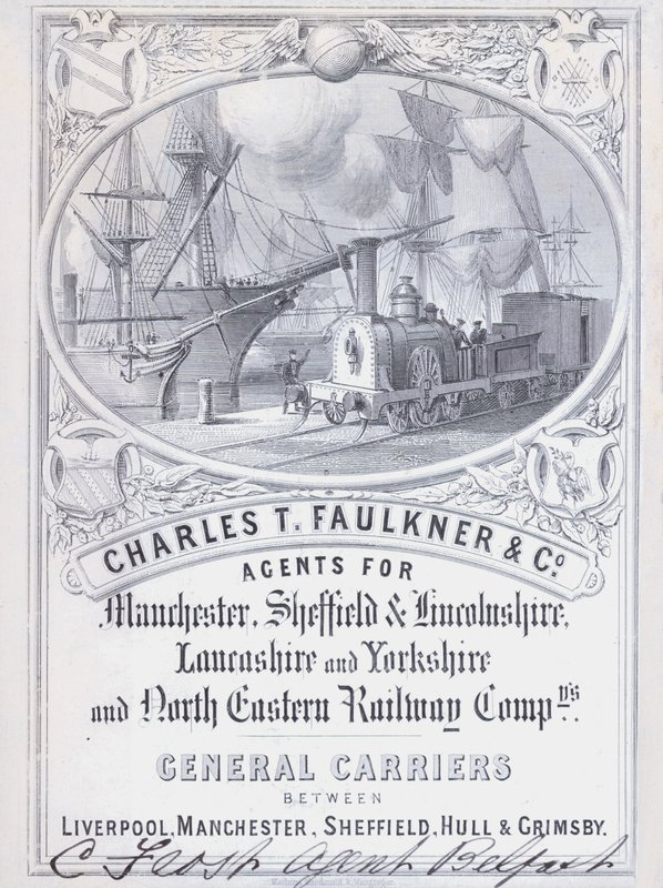 Werbung für Charles T Faulkner and Company, Agenten für Eisenbahngesellschaften (Lithografie) von English School