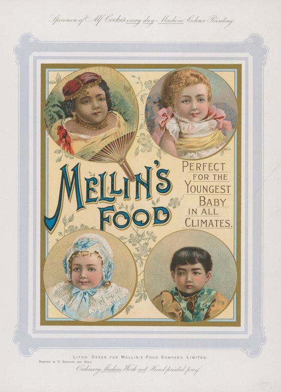 Werbung für Mellins Nahrung für Babys in allen Klimazonen von English School