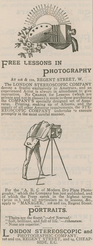 Werbung für die London Stereoscopic and Photographic Company von English School