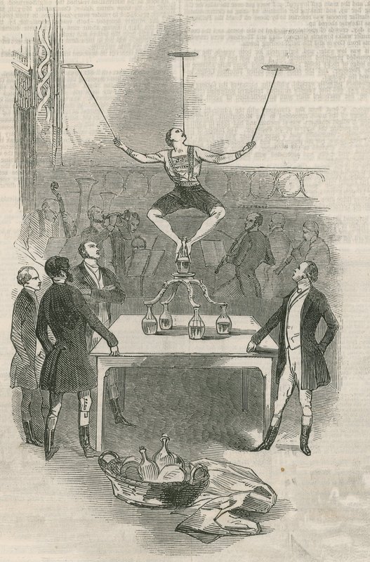 Amidi Neuporte, die große niederländische Equilibristin, Flaschenkunststück bei Astley