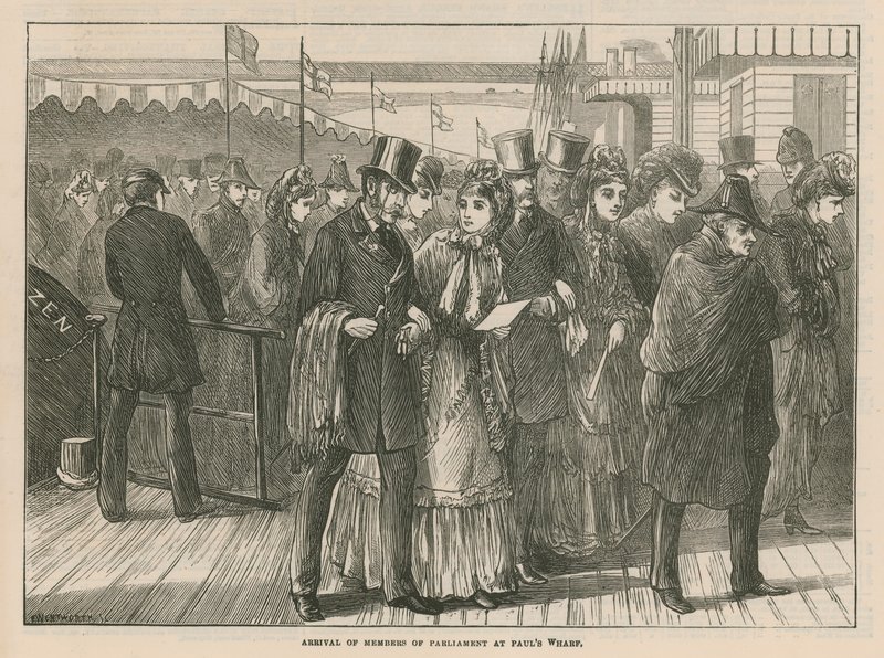 Ankunft der Parlamentsmitglieder am St. Pauls Wharf von English School