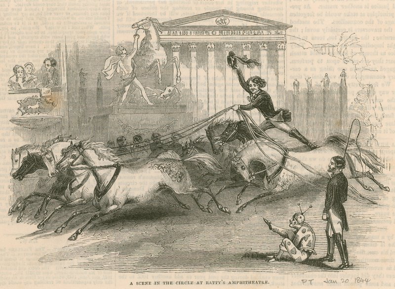 Astleys Amphitheater, London - Eine Szene im Zirkus im Battys Amphitheater von English School