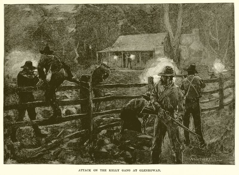 Angriff auf die Kelly-Bande in Glenrowan von English School