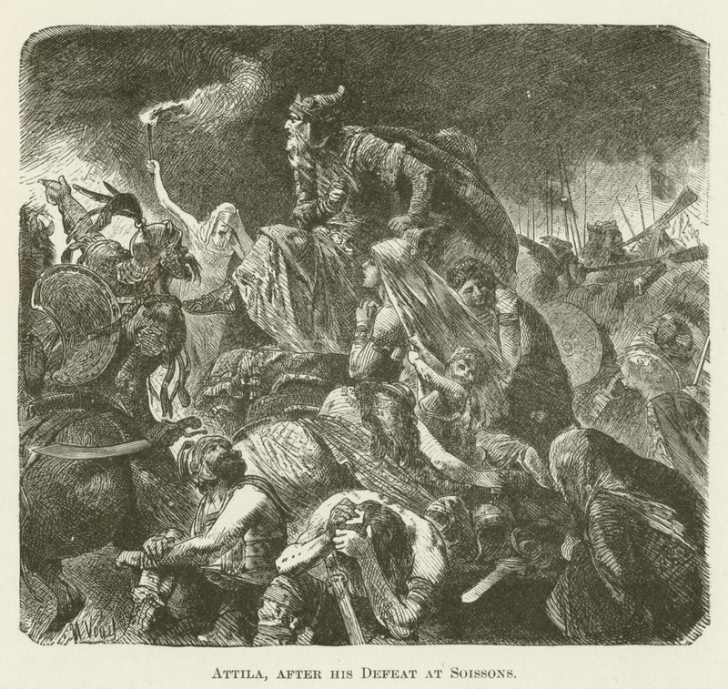 Attila nach seiner Niederlage bei Soissons von English School