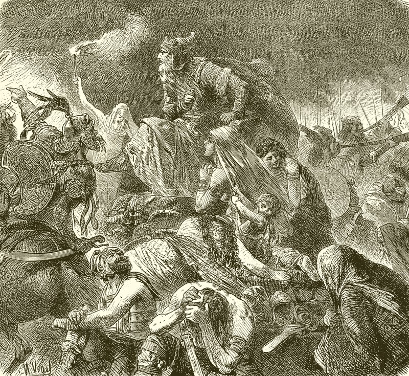 Attila in der Schlacht von Chalons von English School