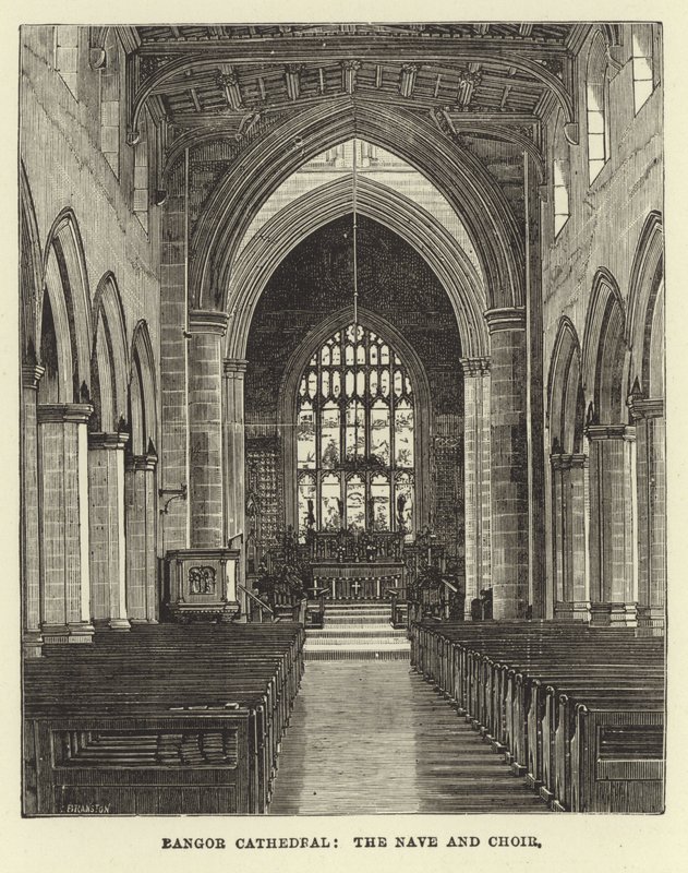 Kathedrale von Bangor, das Kirchenschiff und der Chor von English School