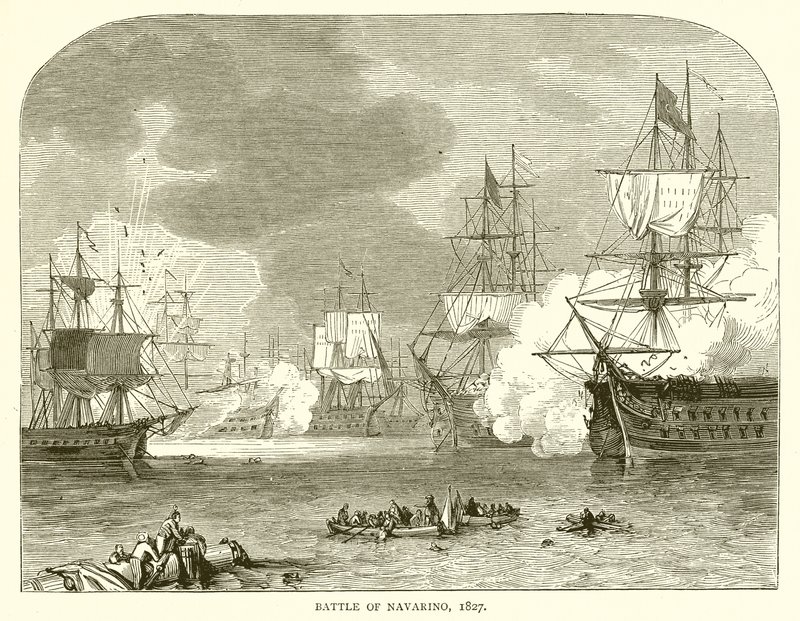 Schlacht von Navarino, 1827 von English School