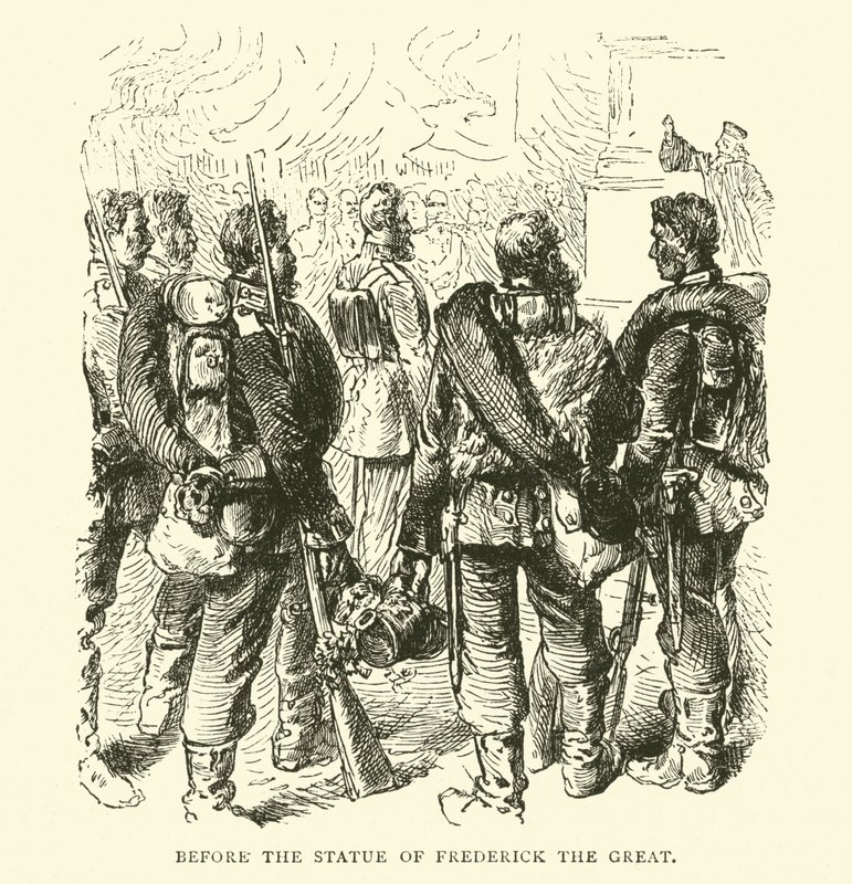 Vor der Statue Friedrichs des Großen, Mai 1871 von English School