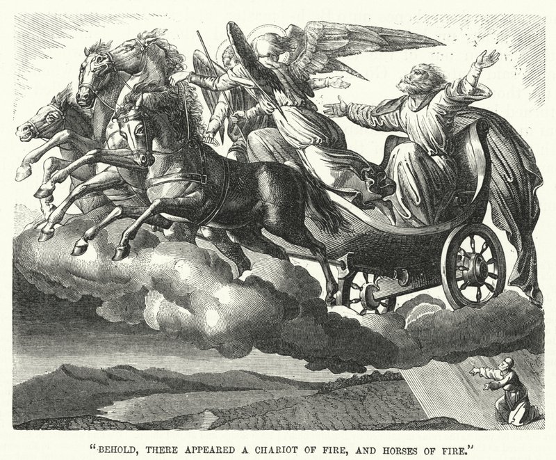 "Siehe, da erschien ein Feuerwagen und Feuerpferde" (Gravur) von English School