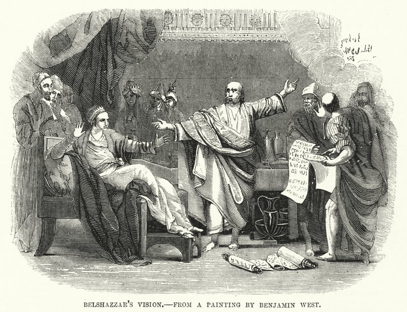 Belshazzars Vision, nach einem Gemälde von Benjamin West (Stich) von English School