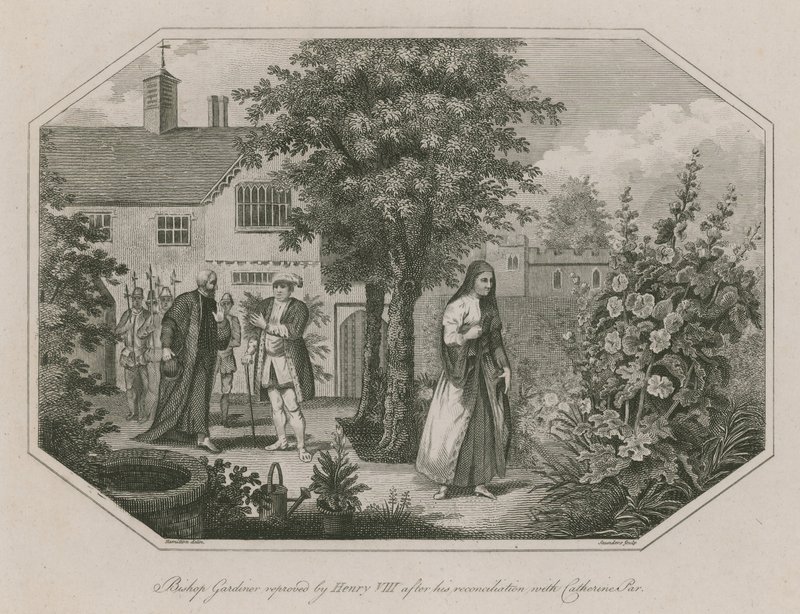 Bischof Gardiner wird von König Heinrich VIII. nach seiner Versöhnung mit Catherine Parr getadelt von English School