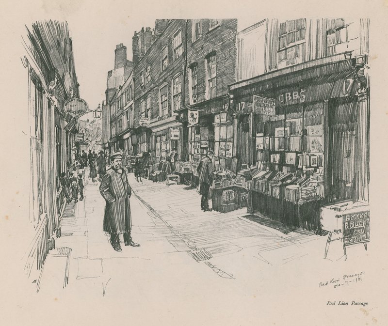 Buchhändlerläden in der Red Lion Passage von English School
