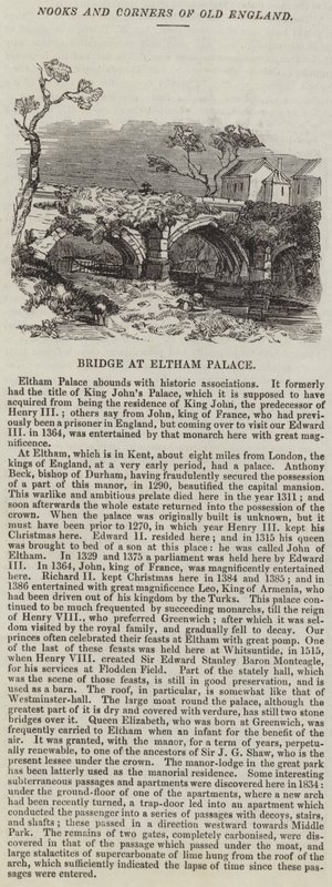 Brücke am Eltham Palace (Stich) von English School