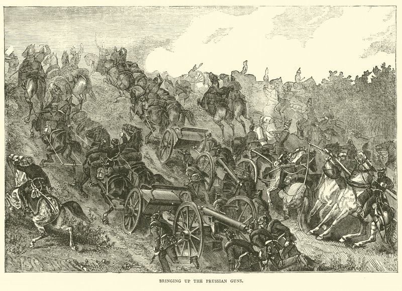 Heranbringen der preußischen Geschütze, August 1870 von English School
