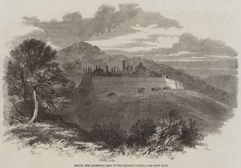 Brolio, der Stammsitz der Familie Ricasoli (Stich) von English School