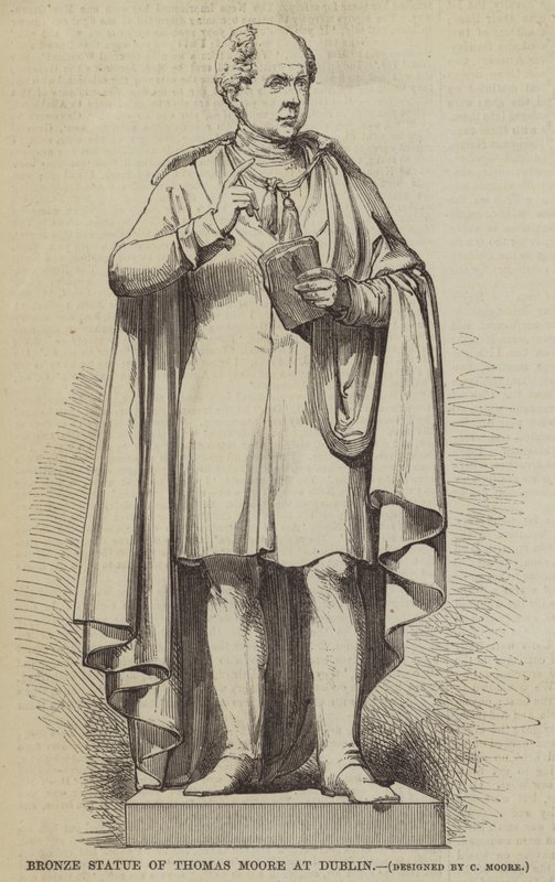 Bronzestatue von Thomas Moore in Dublin (Stich) von English School