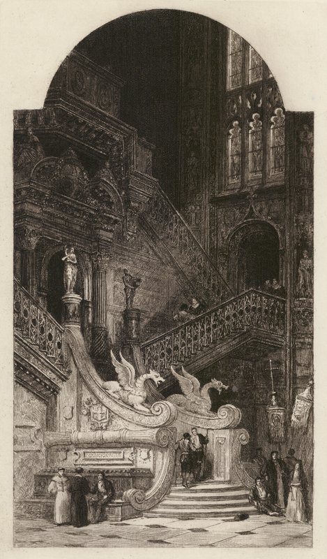 Kathedrale von Burgos, geätzt von C O Murray, nach David Roberts von English School